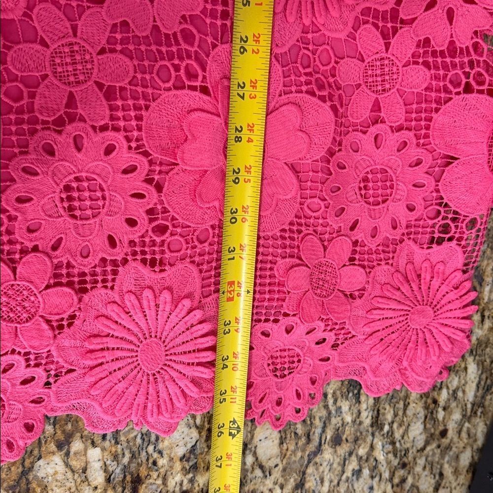 J. Marie Pink Floral Lace Mini Dress Appliqué Crochet Lined Size S - Picture 9 of 9